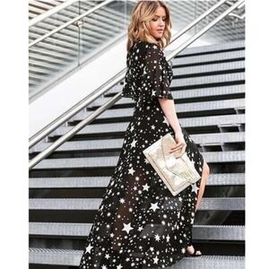 Lovers & Friends Black Star Maxi Wrap Dress Size S